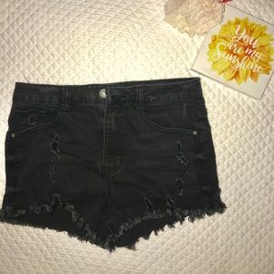 Black Ripped Jean Shorts size 7 (juniors)